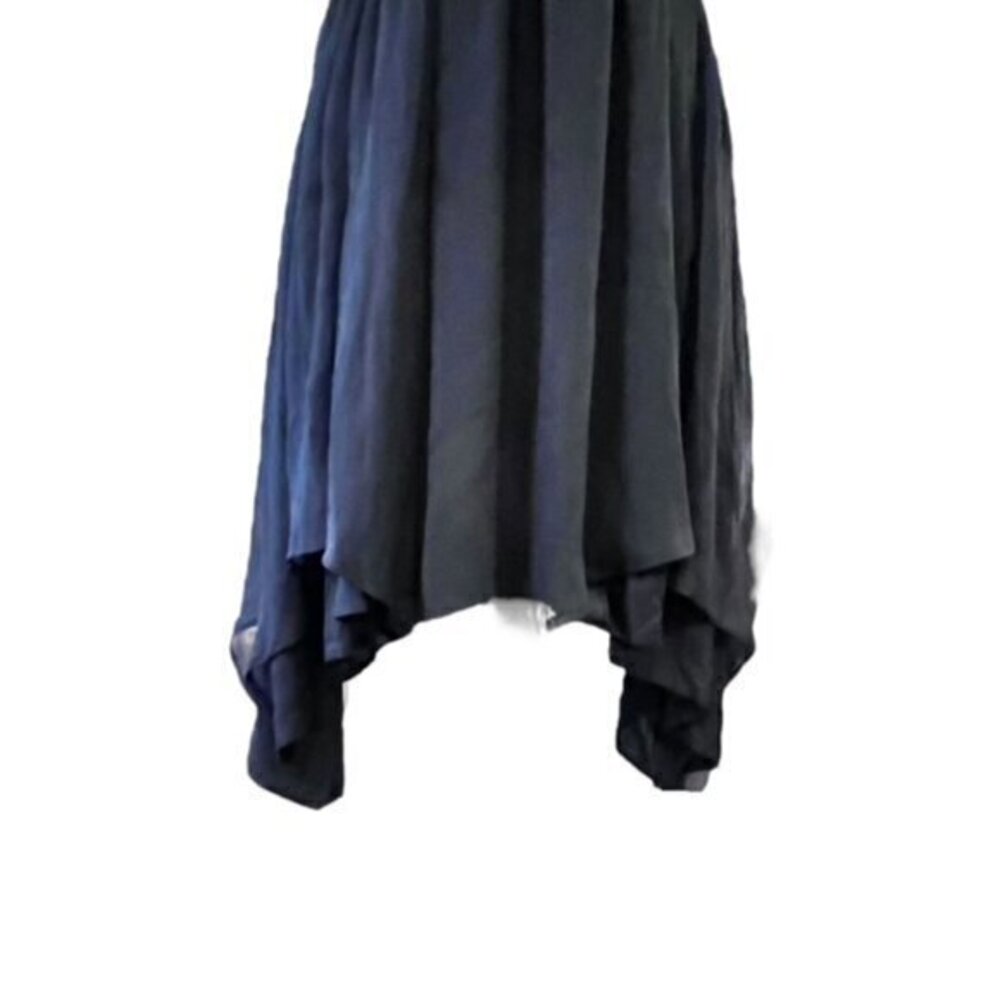 Abercrombie & Fitch Lace Chiffon Dress Sleeveless Mesh Sides Size S Navy Party - Picture 5 of 16